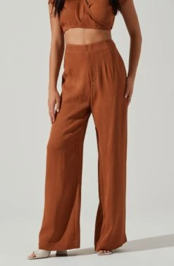 Sayla Wide Leg Pants -Outlet Cozi Luxe Store ACP7246TX CARAMEL 2