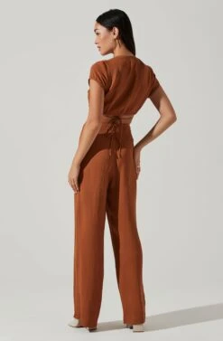 Sayla Wide Leg Pants -Outlet Cozi Luxe Store ACP7246TX CARAMEL 4