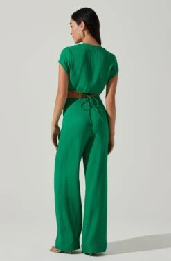Sayla Wide Leg Pants -Outlet Cozi Luxe Store ACP7246TX GREEN 4
