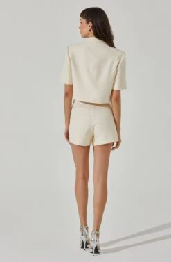 Amiah High Waist Shorts -Outlet Cozi Luxe Store ACP7247T CREAM 4