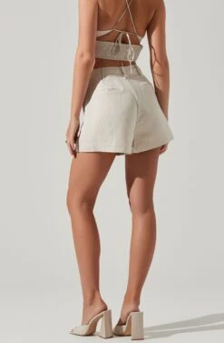 Amiah Seamed High Waist Shorts -Outlet Cozi Luxe Store ACP7247 ECRU 3