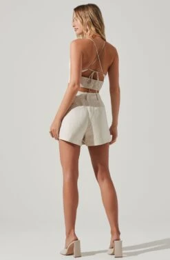 Amiah Seamed High Waist Shorts -Outlet Cozi Luxe Store ACP7247 ECRU 4
