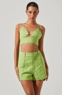 Amiah Seamed High Waist Shorts -Outlet Cozi Luxe Store ACP7247 KIWI 2