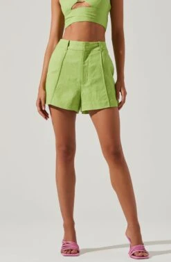 Amiah Seamed High Waist Shorts -Outlet Cozi Luxe Store ACP7247 KIWI 3
