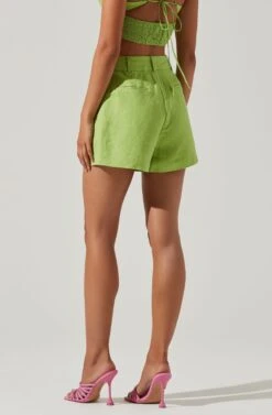 Amiah Seamed High Waist Shorts -Outlet Cozi Luxe Store ACP7247 KIWI 4