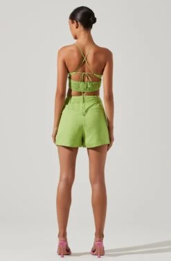 Amiah Seamed High Waist Shorts -Outlet Cozi Luxe Store ACP7247 KIWI 6