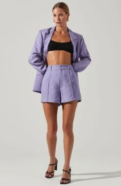 Amiah Seamed High Waist Shorts -Outlet Cozi Luxe Store ACP7247 LAVENDER 1