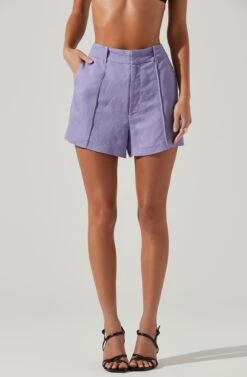 Amiah Seamed High Waist Shorts -Outlet Cozi Luxe Store ACP7247 LAVENDER 3