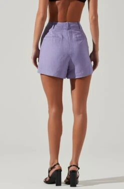 Amiah Seamed High Waist Shorts -Outlet Cozi Luxe Store ACP7247 LAVENDER 4