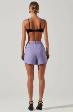 Amiah Seamed High Waist Shorts -Outlet Cozi Luxe Store ACP7247 LAVENDER 5