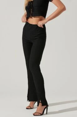 Zoey Seamed Split Hem Pants -Outlet Cozi Luxe Store ACP7253 BLACK 3