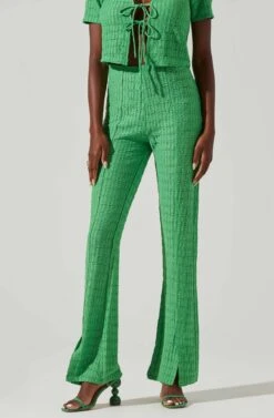 Zoey Seamed Split Hem Pants -Outlet Cozi Luxe Store ACP7253 GREEN 2