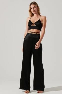 Amiah Satin Tie Waist Wide Leg Pants 17 Amiah Satin Tie Waist Wide Leg Pants -Outlet Cozi Luxe Store ACP7255S BLACK 1