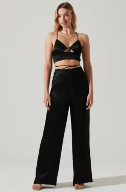 Amiah Satin Tie Waist Wide Leg Pants 15 Amiah Satin Tie Waist Wide Leg Pants -Outlet Cozi Luxe Store ACP7255S BLACK 2