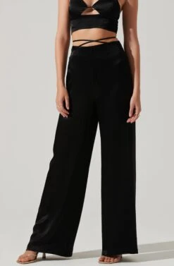 Amiah Satin Tie Waist Wide Leg Pants 16 Amiah Satin Tie Waist Wide Leg Pants -Outlet Cozi Luxe Store ACP7255S BLACK 3