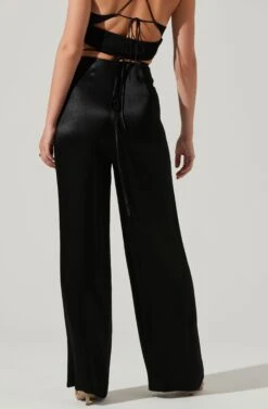 Amiah Satin Tie Waist Wide Leg Pants 18 Amiah Satin Tie Waist Wide Leg Pants -Outlet Cozi Luxe Store ACP7255S BLACK 4