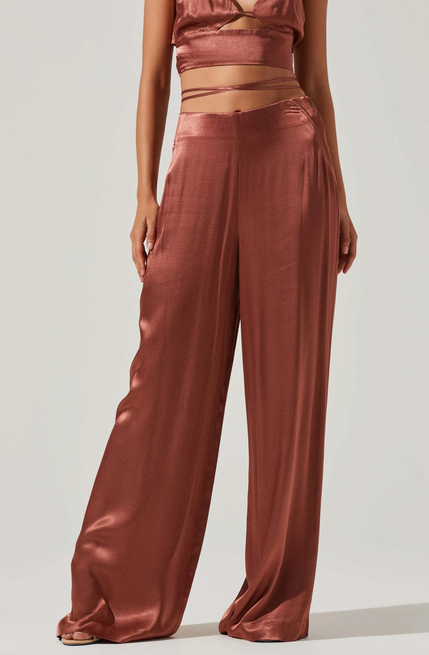 Amiah Satin Tie Waist Wide Leg Pants 4 Amiah Satin Tie Waist Wide Leg Pants - Image 2