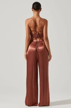 Amiah Satin Tie Waist Wide Leg Pants 14 Amiah Satin Tie Waist Wide Leg Pants -Outlet Cozi Luxe Store ACP7255S ROSEBROWN 4