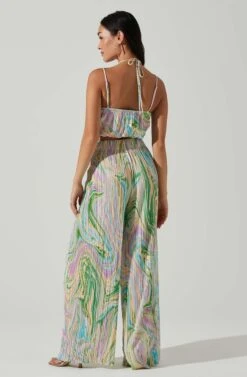 Savine Ruched Tie Dye Pants 11 Savine Ruched Tie Dye Pants -Outlet Cozi Luxe Store ACP7259P GREENSWIRL 5