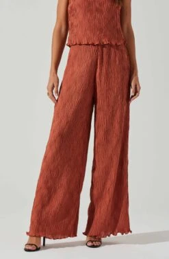 Janesa Wide Leg Pants -Outlet Cozi Luxe Store ACP7267 RUST 2