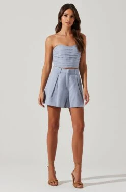Jacinta High Waist Shorts -Outlet Cozi Luxe Store ACP7268 SLATEBLUE 1