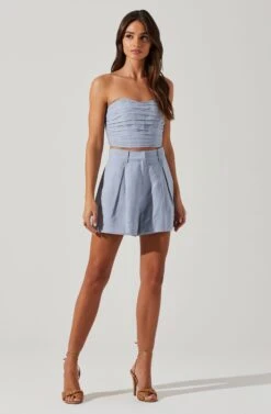 Jacinta High Waist Shorts -Outlet Cozi Luxe Store ACP7268 SLATEBLUE 2
