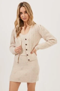 Tea Party Floral Embroidered Knit Mini Skirt -Outlet Cozi Luxe Store ACS7221 BLUSHFLOWER 1