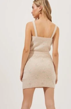 Tea Party Floral Embroidered Knit Mini Skirt -Outlet Cozi Luxe Store ACS7221 BLUSHFLOWER 4