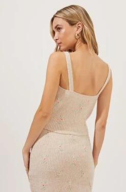 Tea Party Floral Embroidered Knit Mini Skirt -Outlet Cozi Luxe Store ACS7221 BLUSHFLOWER 6