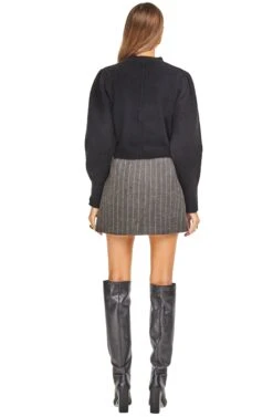 Wilshire Skirt -Outlet Cozi Luxe Store ACS8095 CHARCOAL BROWN STRIPE 03