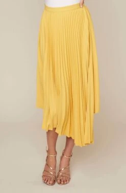 Elliot Pleated Midi Skirt -Outlet Cozi Luxe Store ACS9013 MUSTARD 2 2 AA