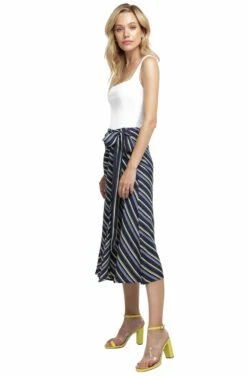 Teagan Striped Midi Skirt -Outlet Cozi Luxe Store ACS9015 PURPLE YELLOW STRIPE 02