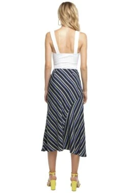 Teagan Striped Midi Skirt -Outlet Cozi Luxe Store ACS9015 PURPLE YELLOW STRIPE 03