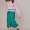 Pamela Leopard Midi Skirt -Outlet Cozi Luxe Store ACS9022B GREEN LILAC LEOPARD 4A