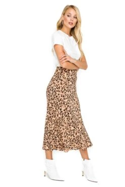 Midi A-Line Skirt -Outlet Cozi Luxe Store ACS9022 LEOPARD PRINT 02