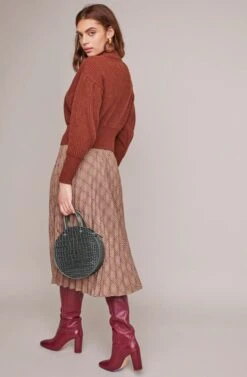 Nadiya Midi Skirt 7 Nadiya Midi Skirt -Outlet Cozi Luxe Store ACS9034 ESPRESSO MULTI PLAID 3A