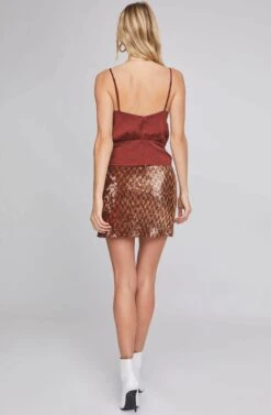 Tai Sequin Skirt -Outlet Cozi Luxe Store ACS9037 RUST GOLD SEQUINS 3A
