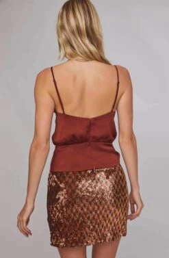 Tai Sequin Skirt -Outlet Cozi Luxe Store ACS9037 RUST GOLD SEQUINS 4B