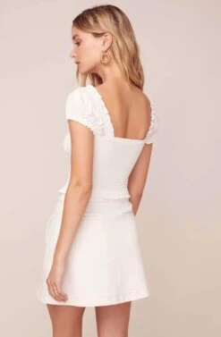 Daybreak Button Down Mini Skirt -Outlet Cozi Luxe Store ACS9044 WHITE 5