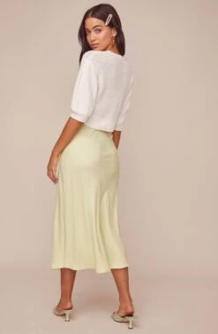 Nava Midi Skirt -Outlet Cozi Luxe Store ACS9045B CELERY 5