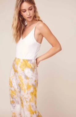 Nava Tie Dye Midi Skirt 11 Nava Tie Dye Midi Skirt -Outlet Cozi Luxe Store ACS9045C LEMON PINK TIE DYE 7