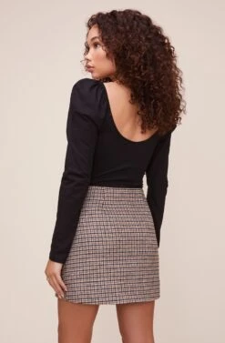 Kira Plaid Skirt -Outlet Cozi Luxe Store ACS9054 HAZELNUT PLAID 5
