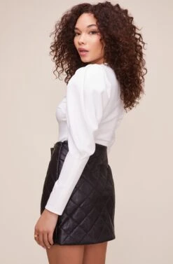 Quilted Mini Skirt -Outlet Cozi Luxe Store ACS9055 BLACK 4