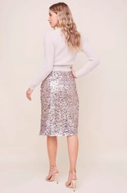 Elaine Sequin Midi Skirt -Outlet Cozi Luxe Store ACS9057 PINK BLUEMULTI 3