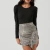 Layla Metallic Ruffle Mini Skirt -Outlet Cozi Luxe Store ACS9058 CHAMPAGNE 1700