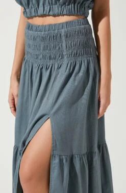 Perfect Oasis Tiered Midi Skirt -Outlet Cozi Luxe Store ACS9062 BLUETEAL 2