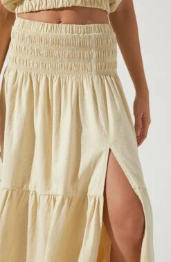 Perfect Oasis Tiered Midi Skirt -Outlet Cozi Luxe Store ACS9062 VANILLA 2