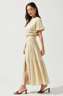 Perfect Oasis Tiered Midi Skirt -Outlet Cozi Luxe Store ACS9062 VANILLA 3