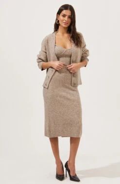 Belmont Knit Midi Skirt 11 Belmont Knit Midi Skirt -Outlet Cozi Luxe Store ACS9063 TAUPEGREYMARL 5