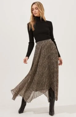 Animal Instinct Pleated Midi Skirt